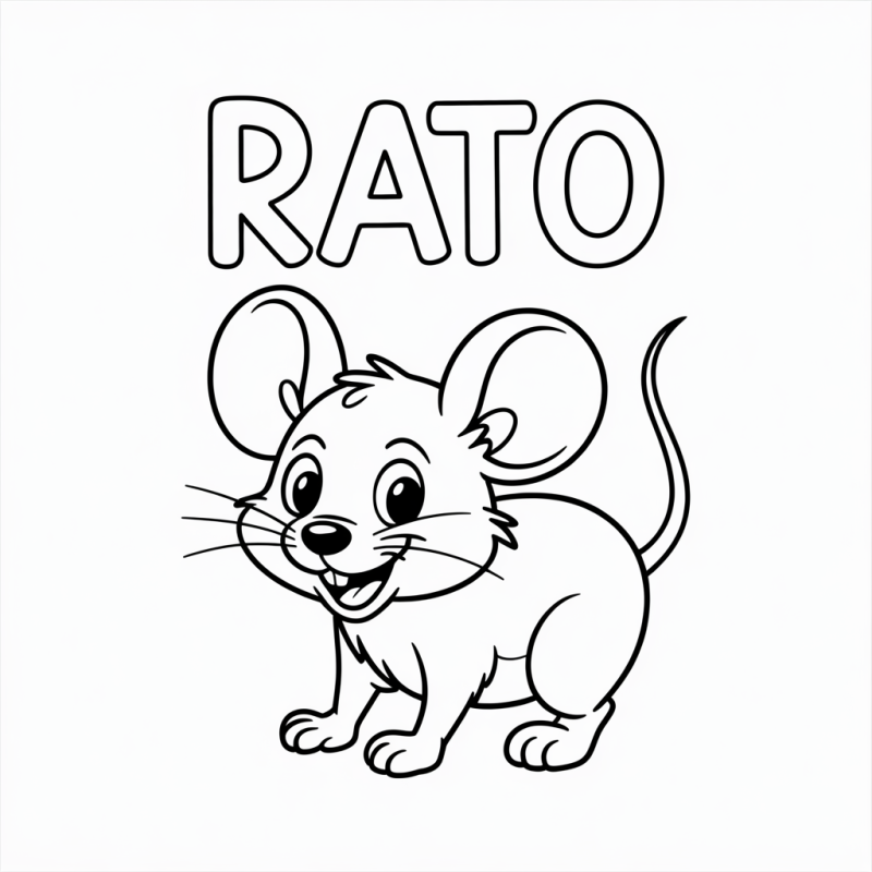 Desenho de Rato Cartoon para Crianças Colorirem
