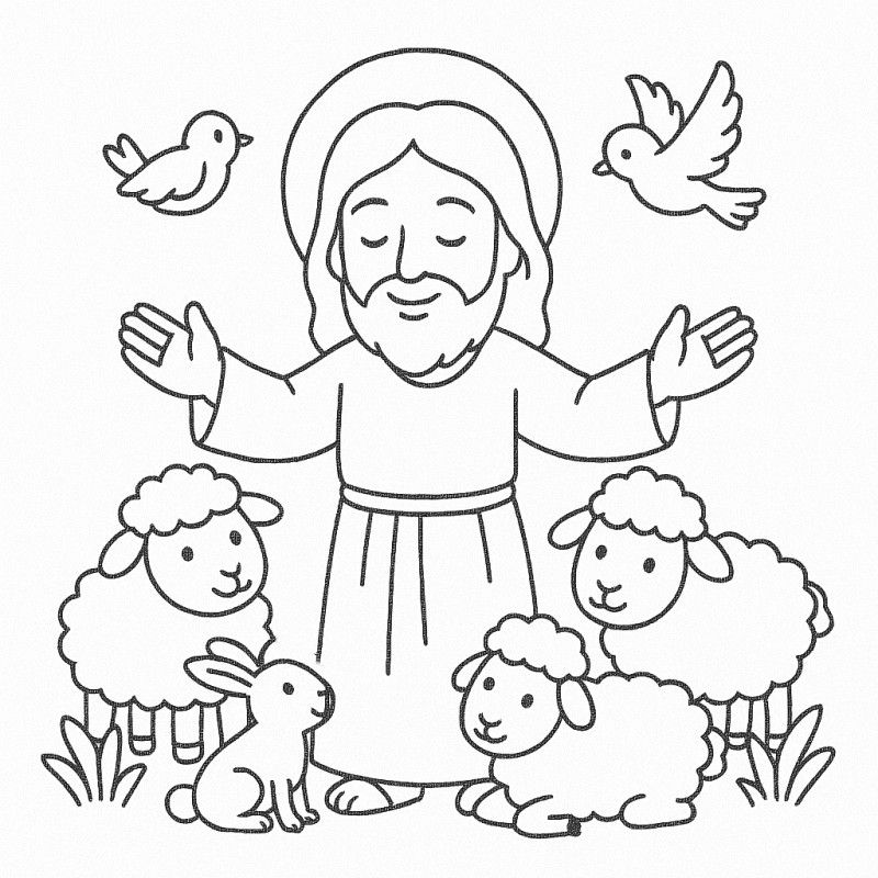 Colorir: Jesus Abençoando com Serenidade