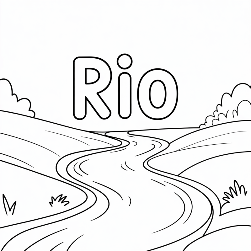 Desenho Educativo de Rio Para Colorir