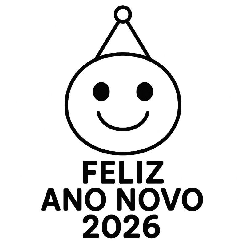 Desenho de Rosto Feliz com Chapéu de Festa para Colorir