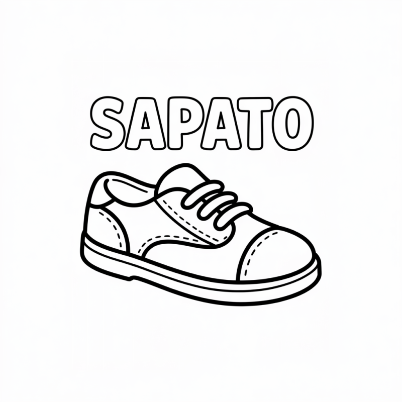 Desenho de Sapato para Colorir e Aprender