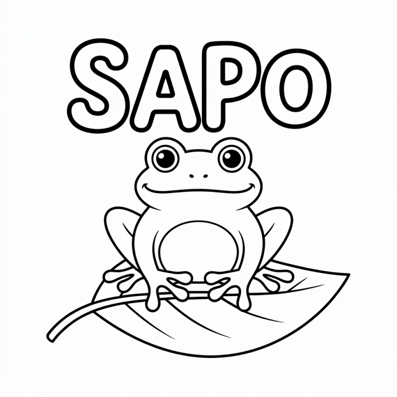 Desenho Divertido de Sapo para Colorir e Aprender