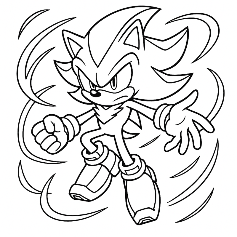 Desenho do Shadow em modo Chaos Control para colorir