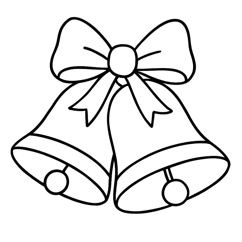 Desenho de Sinetas de Natal com Laço para Colorir