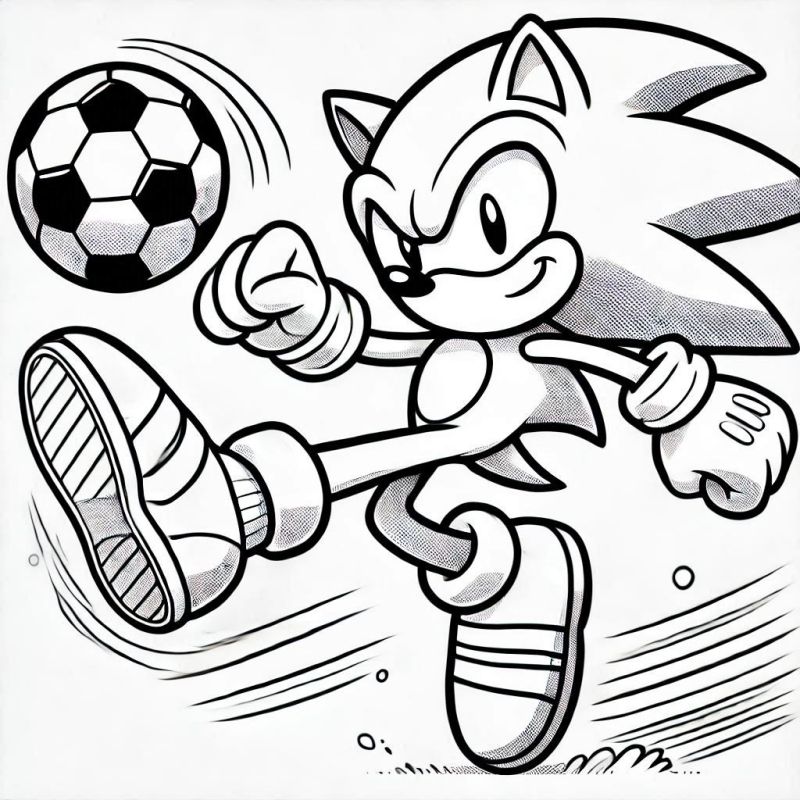 Desenho Sonic Chutando Bola para Colorir