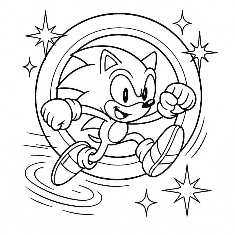 Desenho do Sonic correndo para colorir