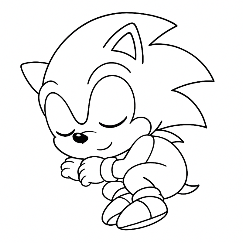 Bebê Sonic dormindo, desenho para colorir