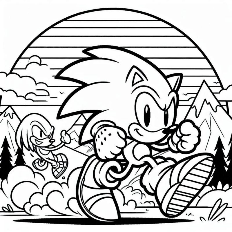 Colorir Sonic e Knuckles em Ação