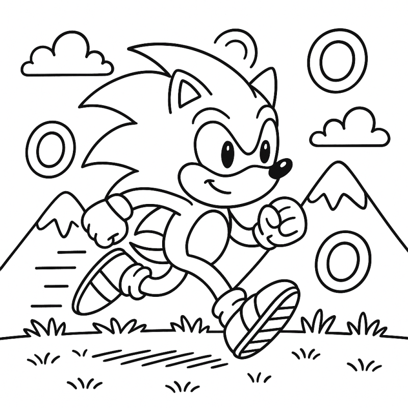 Sonic correndo nas montanhas nevadas para colorir