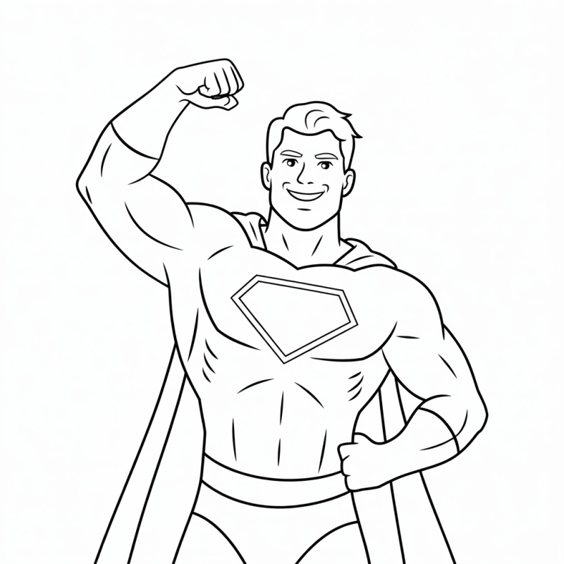 Desenho de Super-Herói Confiante para Colorir