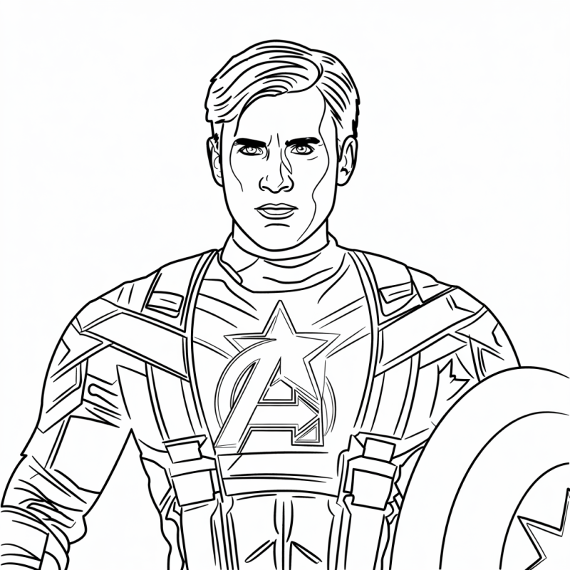 Desenho de super-herói inspirado no Capitão América para colorir