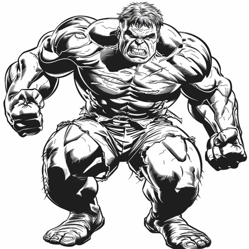 Desenho de um super-herói musculoso para colorir