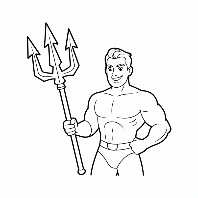 Colorir Super-Herói Musculoso com Tridente