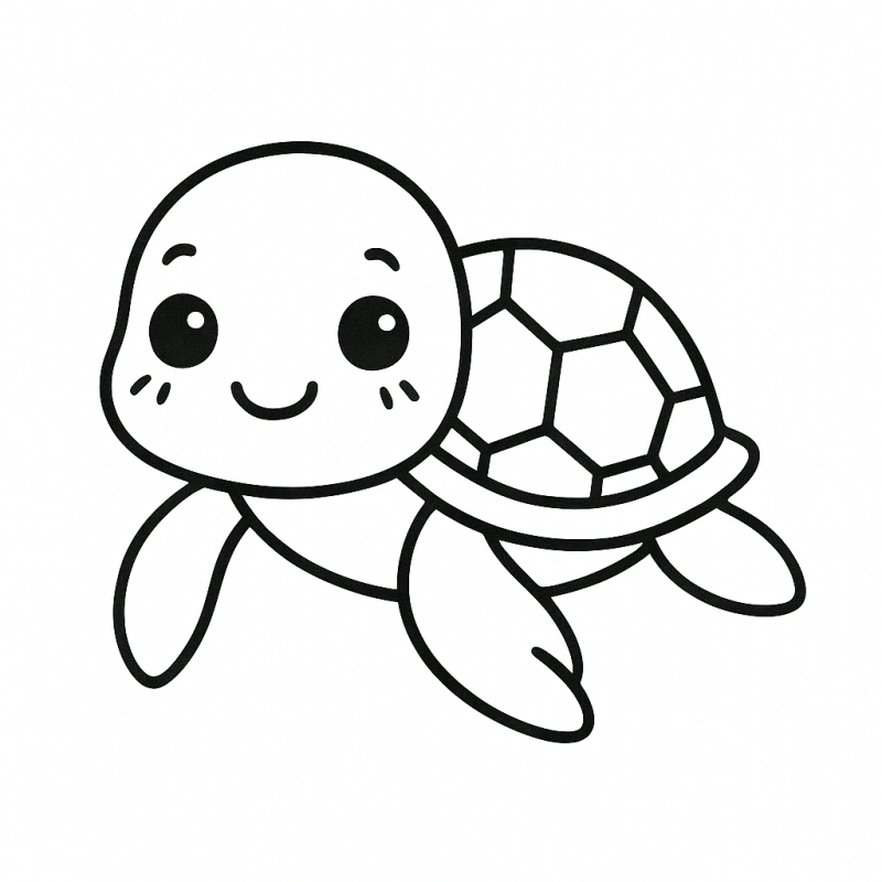 Desenho de tartaruga amigável e fofa para colorir