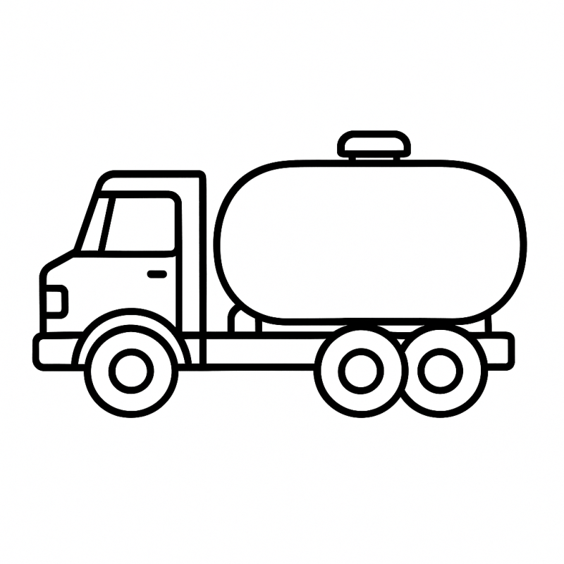 Desenho de Caminhão Tanque Contorno Simples para Colorir