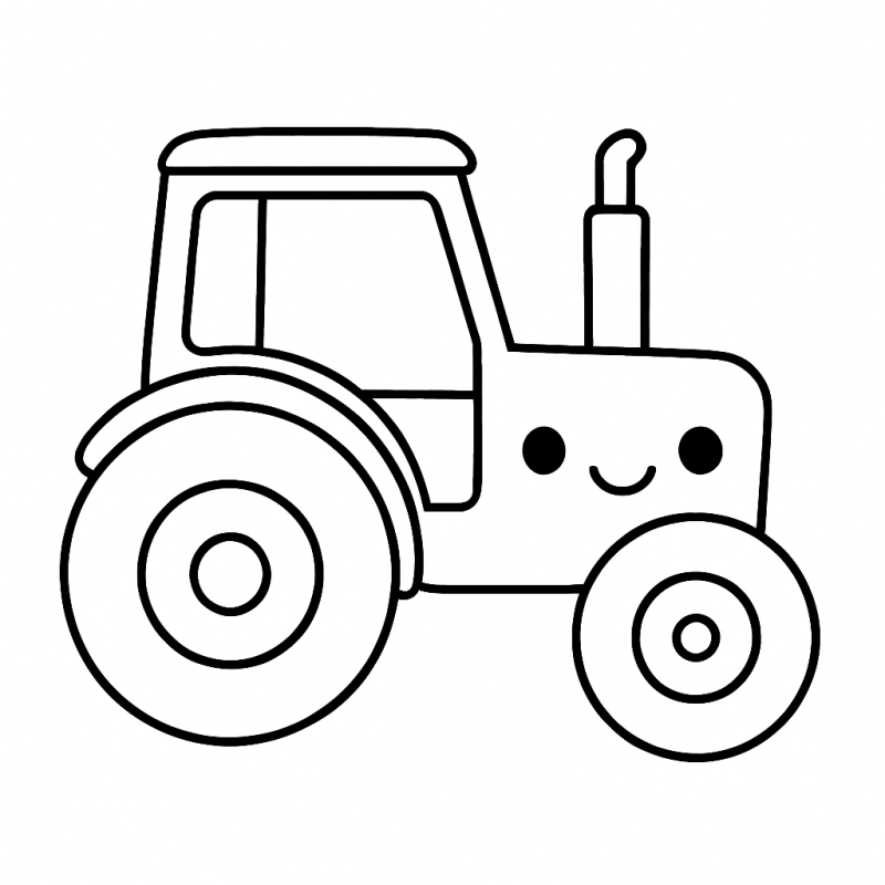Desenho de Trator Encantador para Colorir na Fazendinha