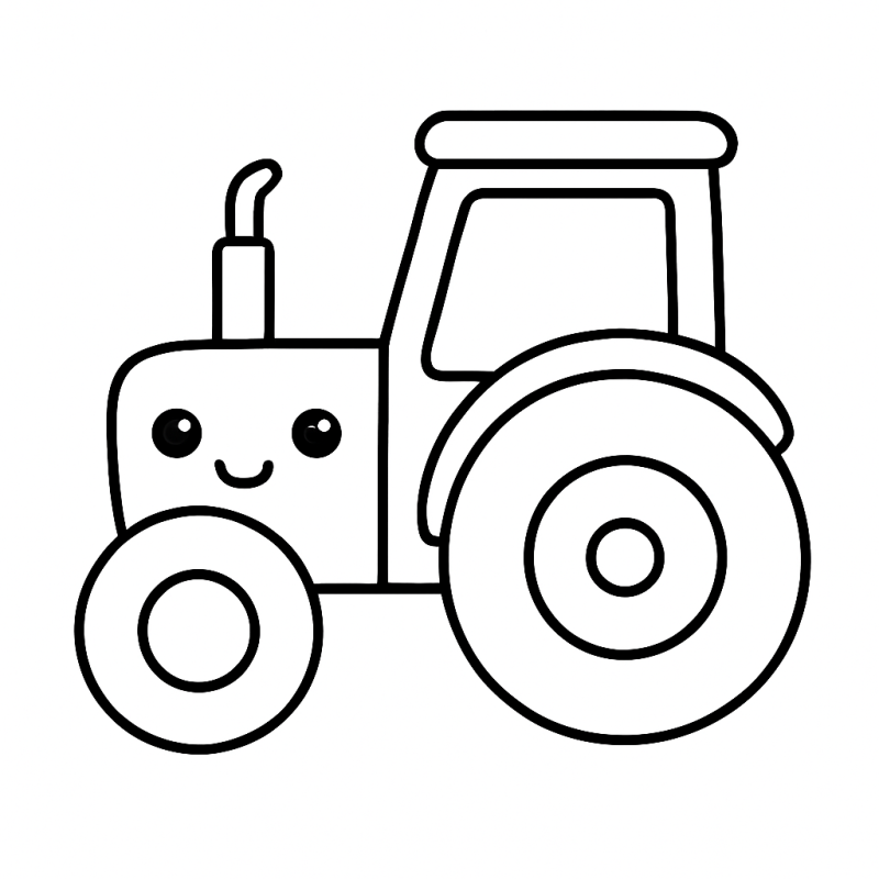 Desenho de Trator Estilizado e Caricato para Colorir
