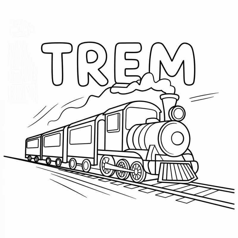 Desenho Incrível de Trem para Colorir e Aprender!