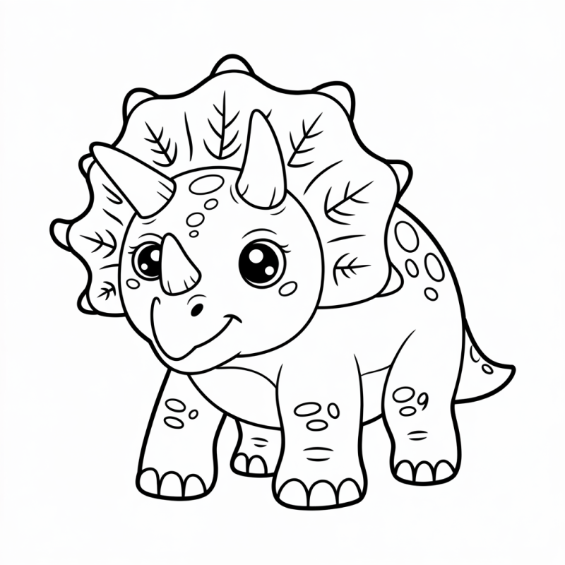 Desenho estilizado de tricerátopo para crianças colorirem