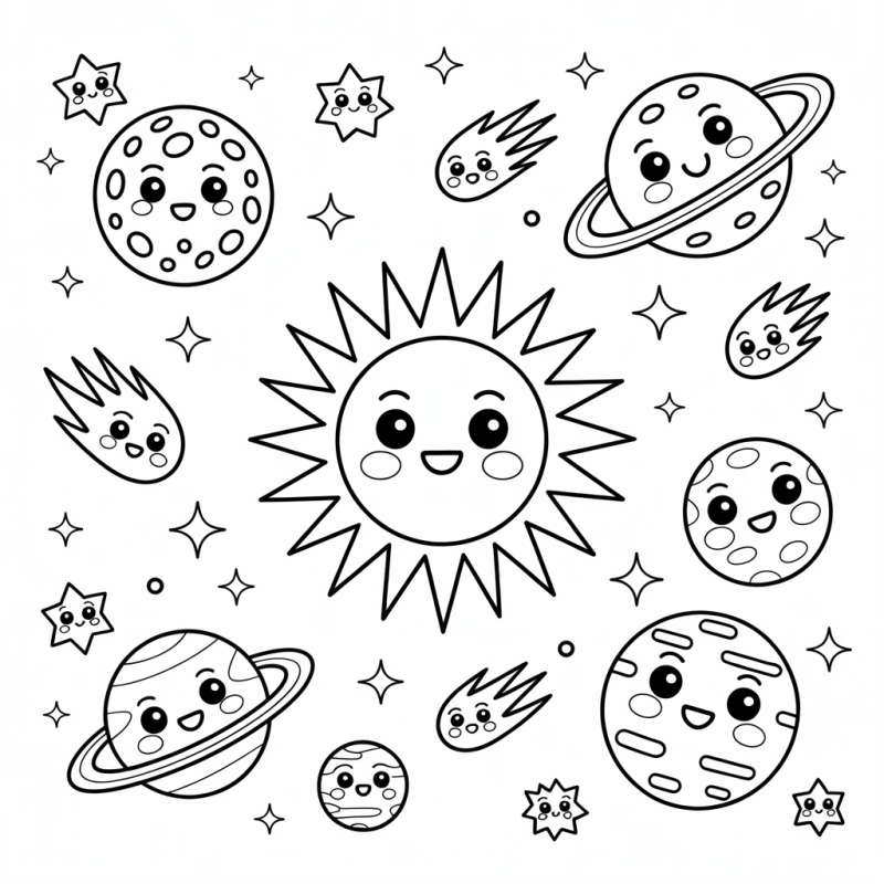 Colorindo o Sol e Seus Planetas Amigáveis