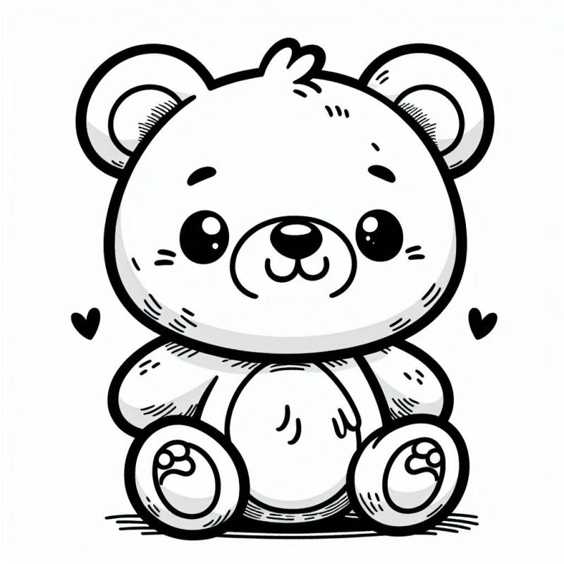 Desenho de Urso Fofo para Colorir