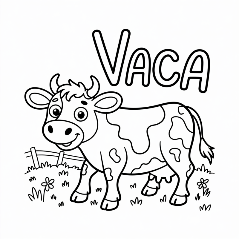 Desenho Educativo de Vaca para Colorir