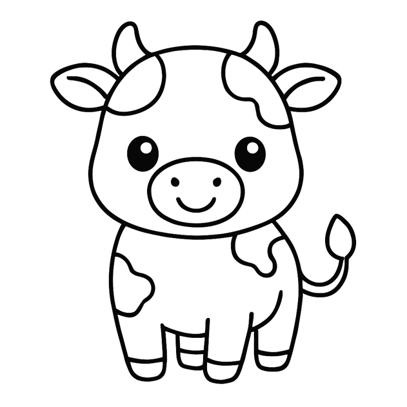 Vaquinha Fofa de Fazendinha para Colorir