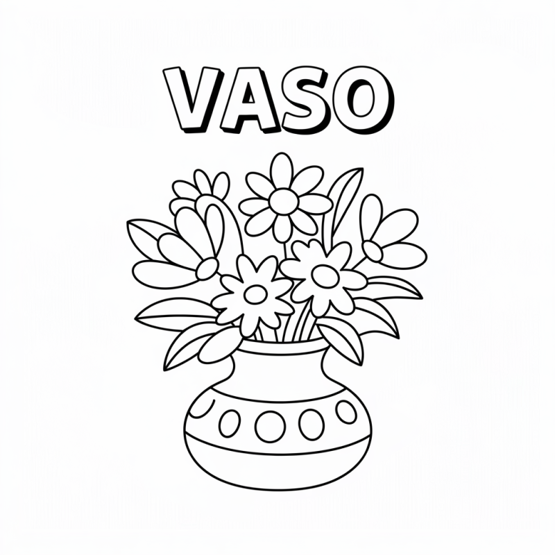 Colorindo e Aprendendo: Desenho de Vaso com Flores