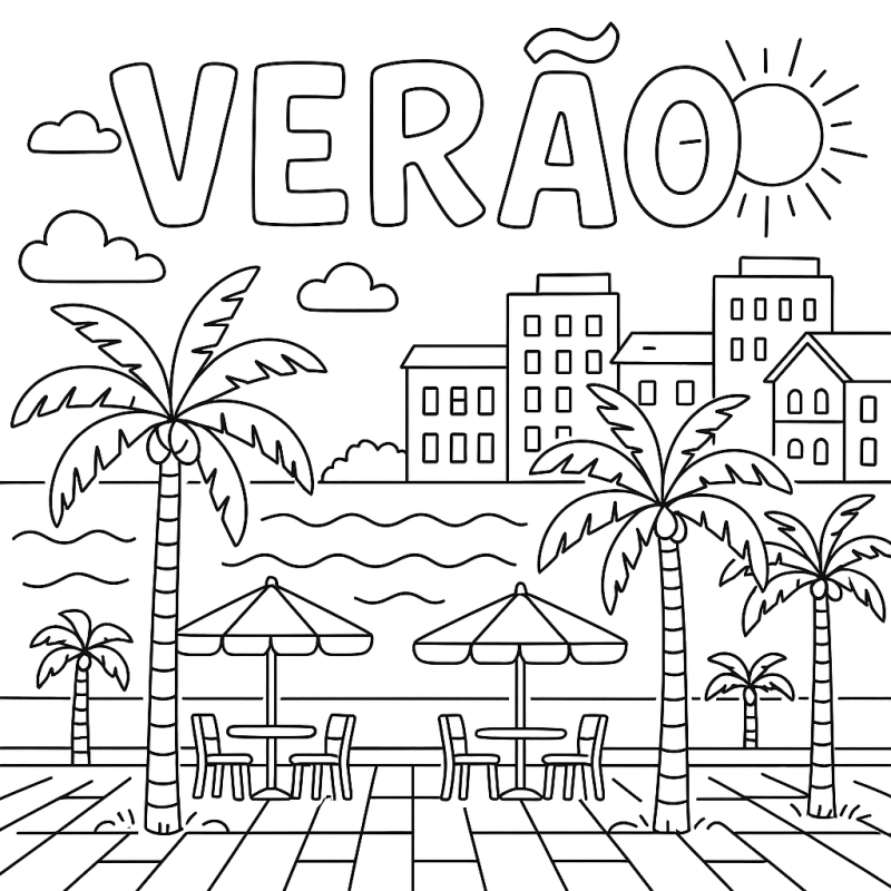 Divirta-se com Nossa Ilustração de Verão para Colorir
